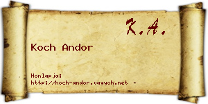 Koch Andor névjegykártya